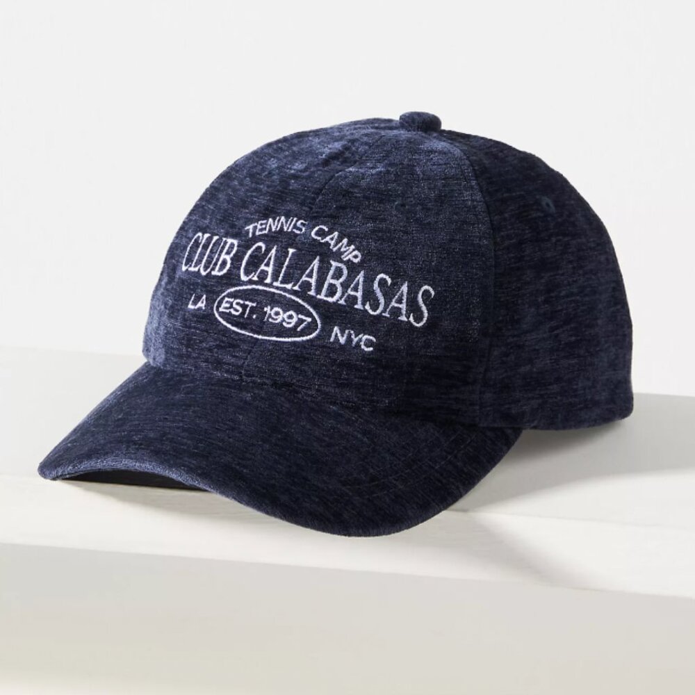 NWT ANTHROPOLOGIE Corduroy Sports Club Baseball Cap, Calabasas Navy